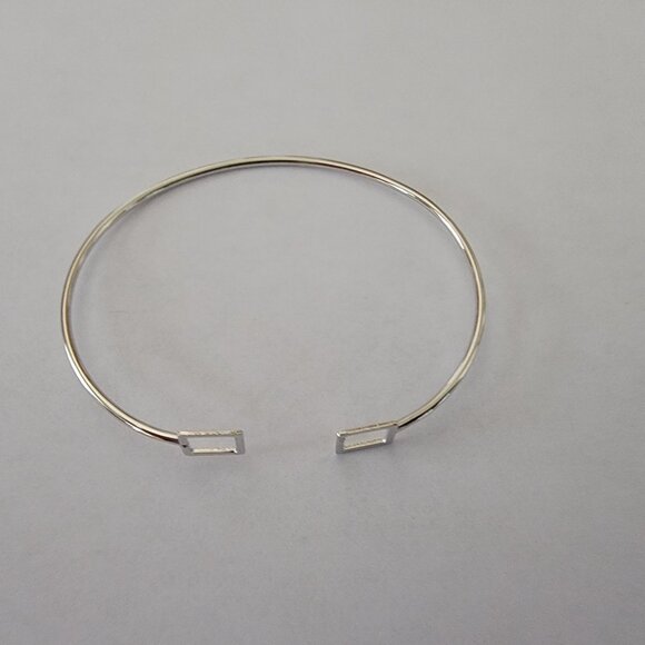 Silver Openwork Geometric Open Cuff w Small Squares Bracelet - Picture 5 of 6